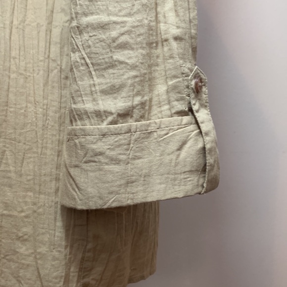 Style &co. 100% Cotton 3/4 Tabbed Sleeves Tan Button Down Shirt - Picture 5 of 10